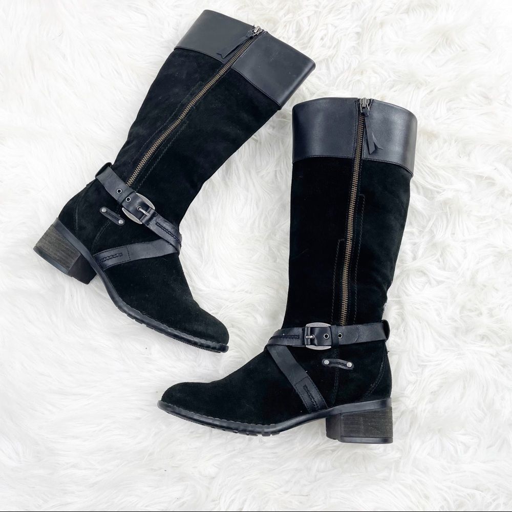 Blondo Aqua Protect Suede & Leather Buckle Zipper Boots